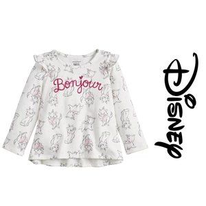 Disney X Jumping Beans | Aristocats Marie "Bonjour" Ruffle Tee | Size 3T